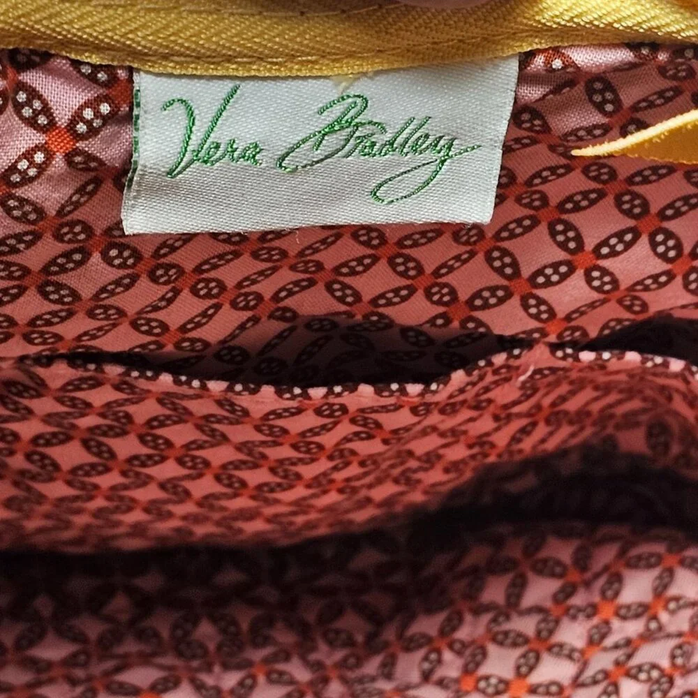 Vera Bradley Olivia Bali Gold 2009 Purse Floral Yellow Pink Retired - Picture 9 of 13